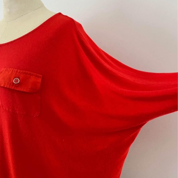 RW & Co. tomato red batwing sleeve jersey top. Sleeves 3/4 length 100% viscose S - Picture 6 of 10